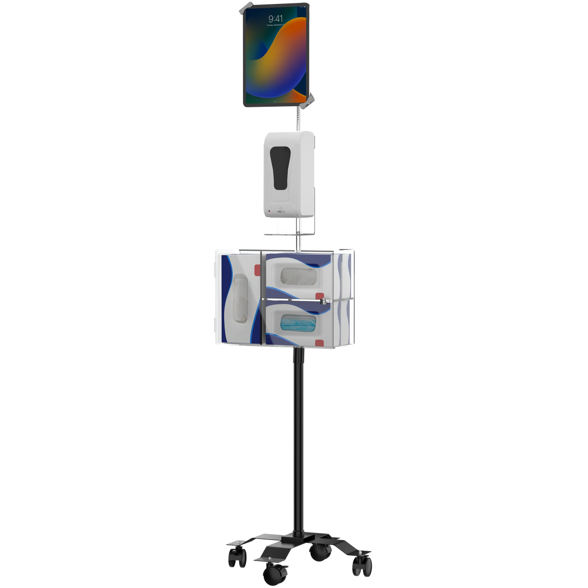 Security Sanitizing Station Mobile Floor Stand with Gooseneck CTA DIGITAL