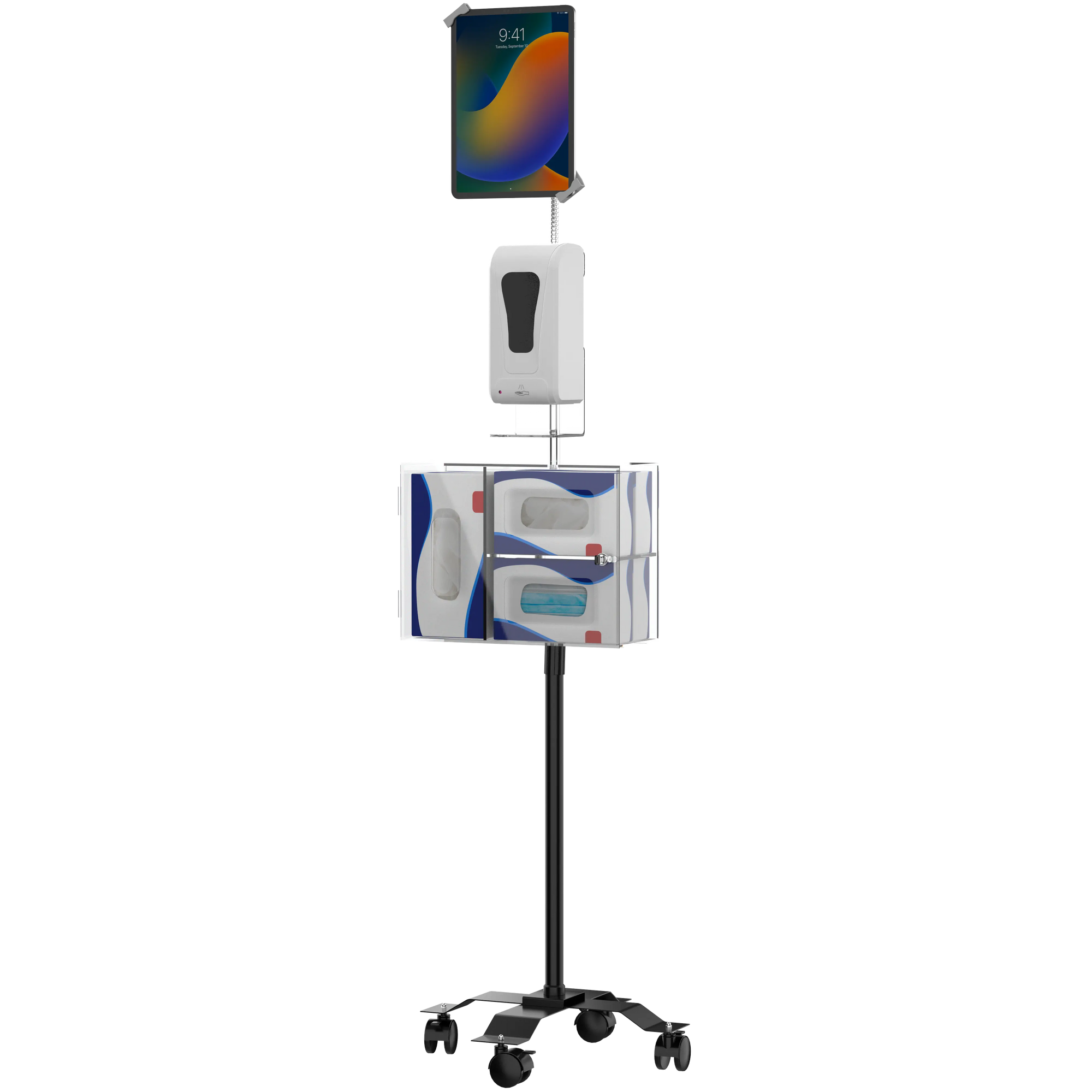 Security Sanitizing Station Mobile Floor Stand with Gooseneck CTA DIGITAL
