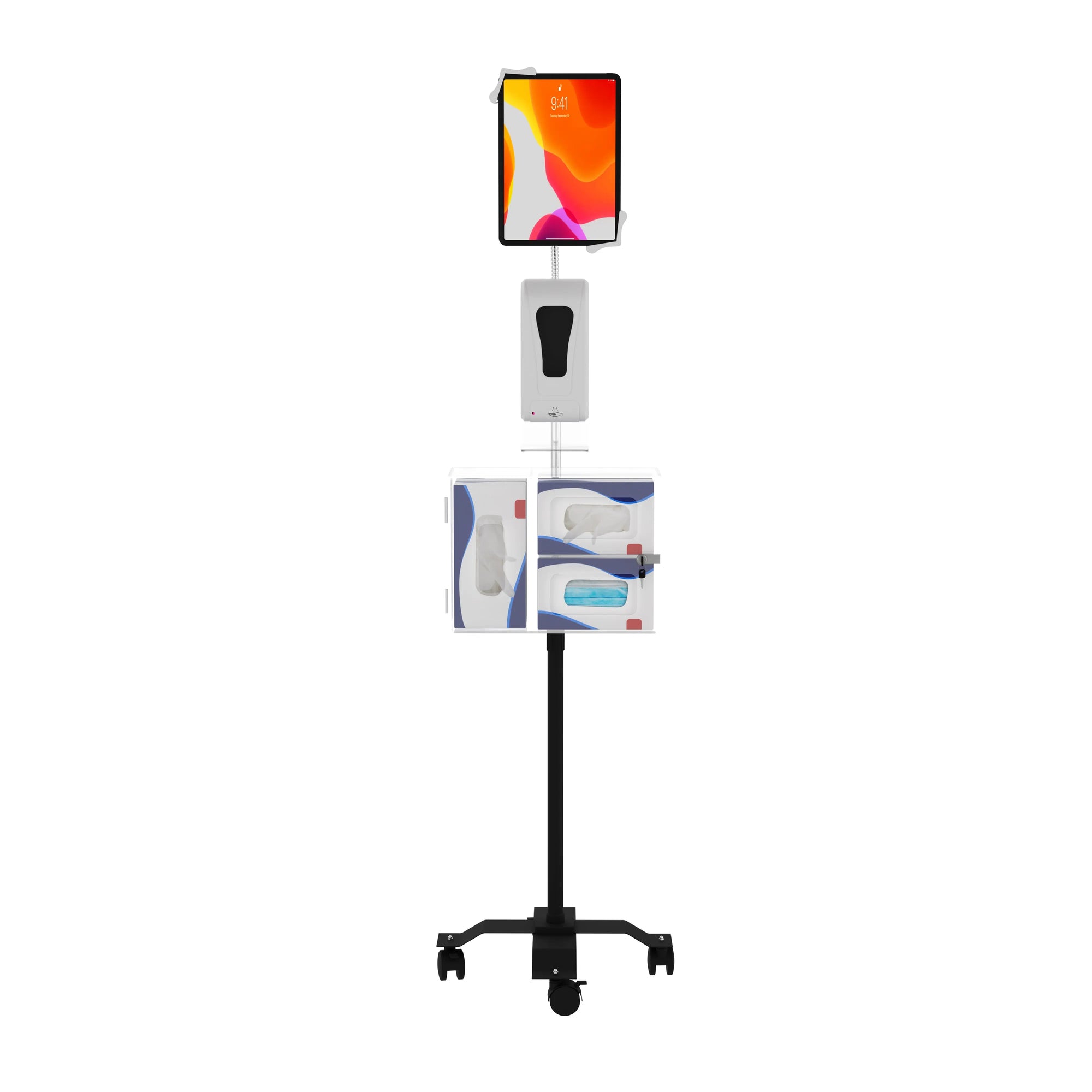 Security Sanitizing Station Mobile Floor Stand with Gooseneck CTA DIGITAL