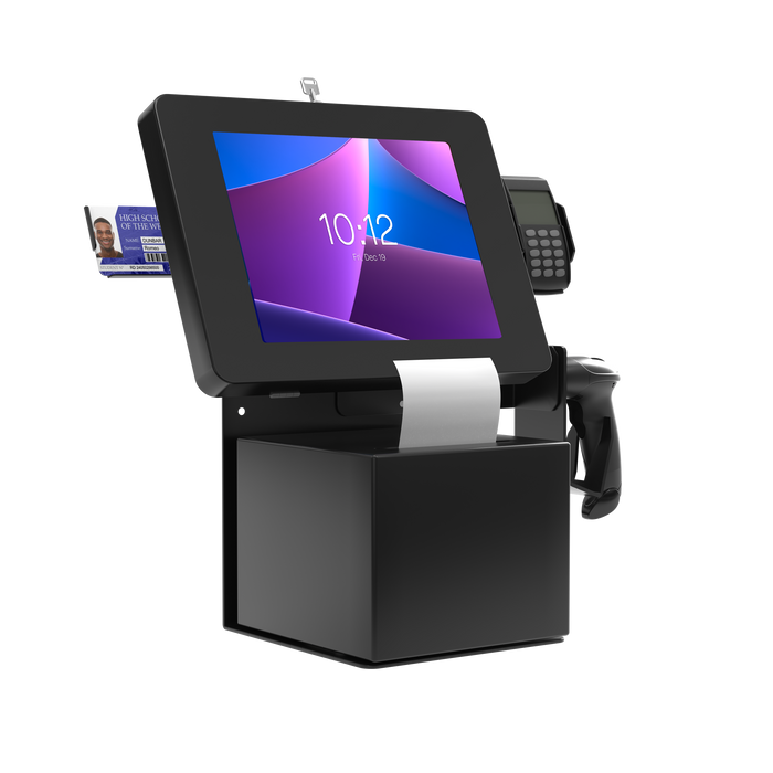 Security Universal Holder POS Station with Printer Stand & Magnetic Scanner Holder CTA