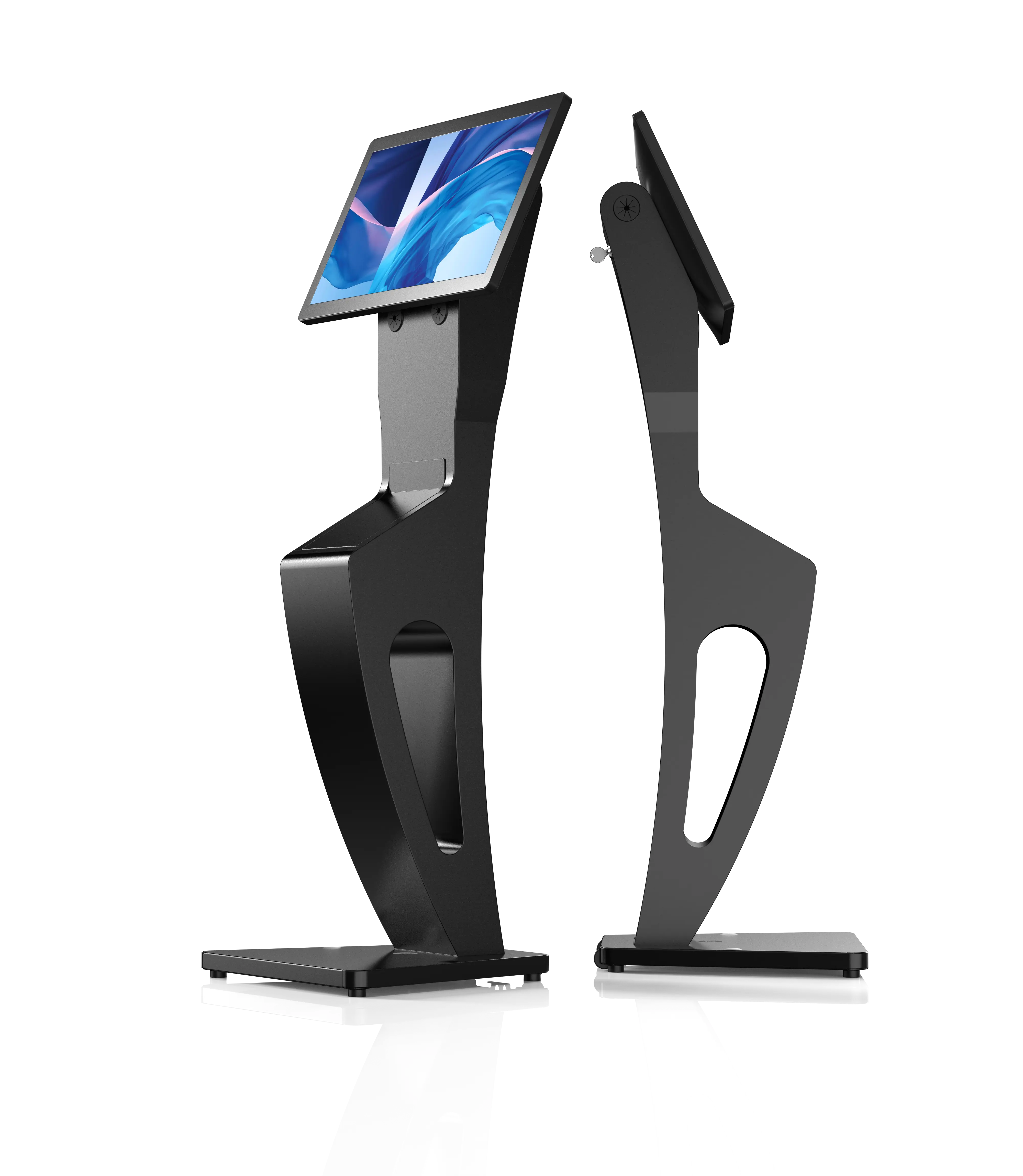 Sleek Floor Stand with Printer Slot for Touchscreen Monitors and Other Displays