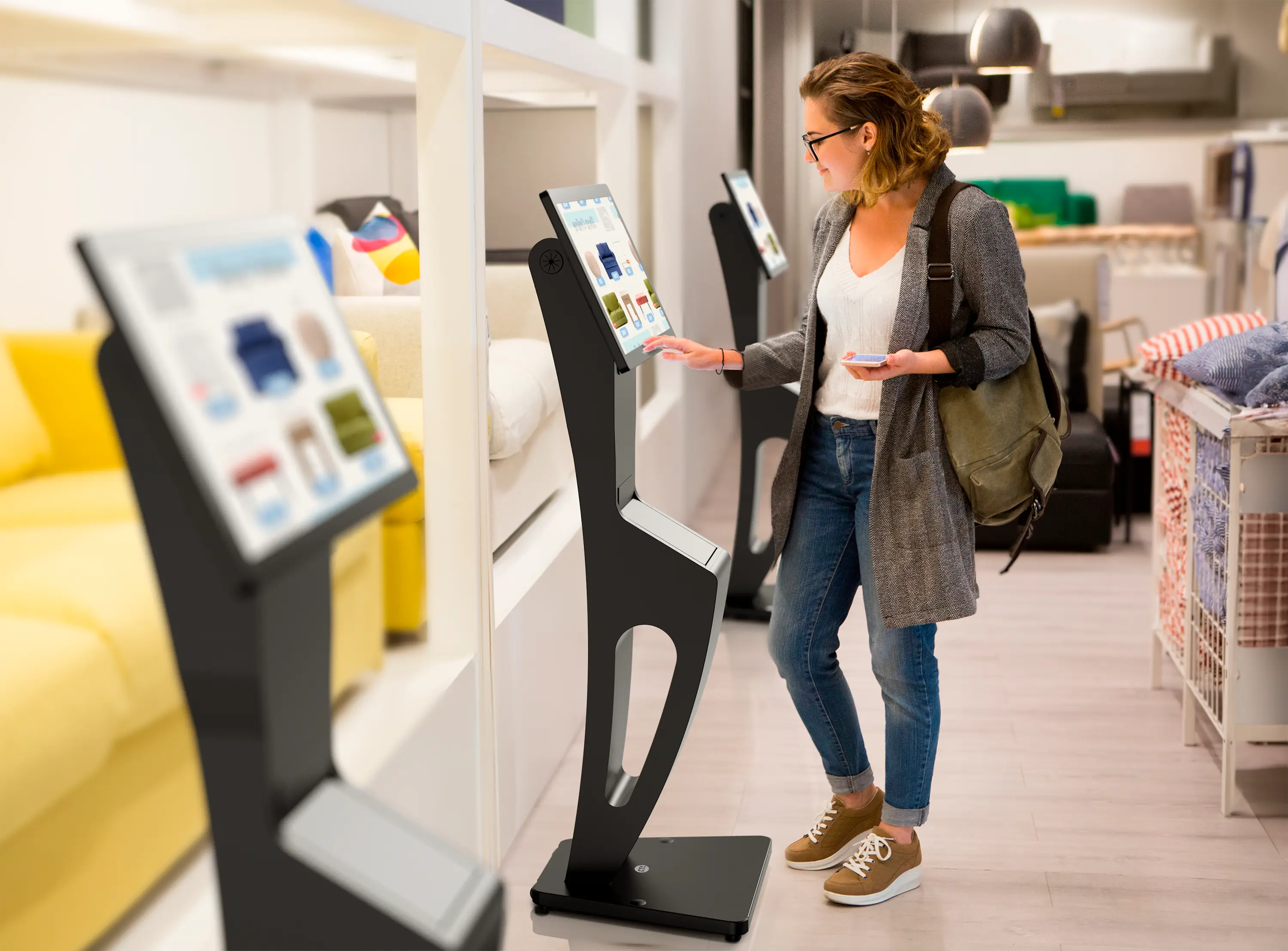 Sleek Floor Stand with Printer Slot for Touchscreen Monitors and Other Displays