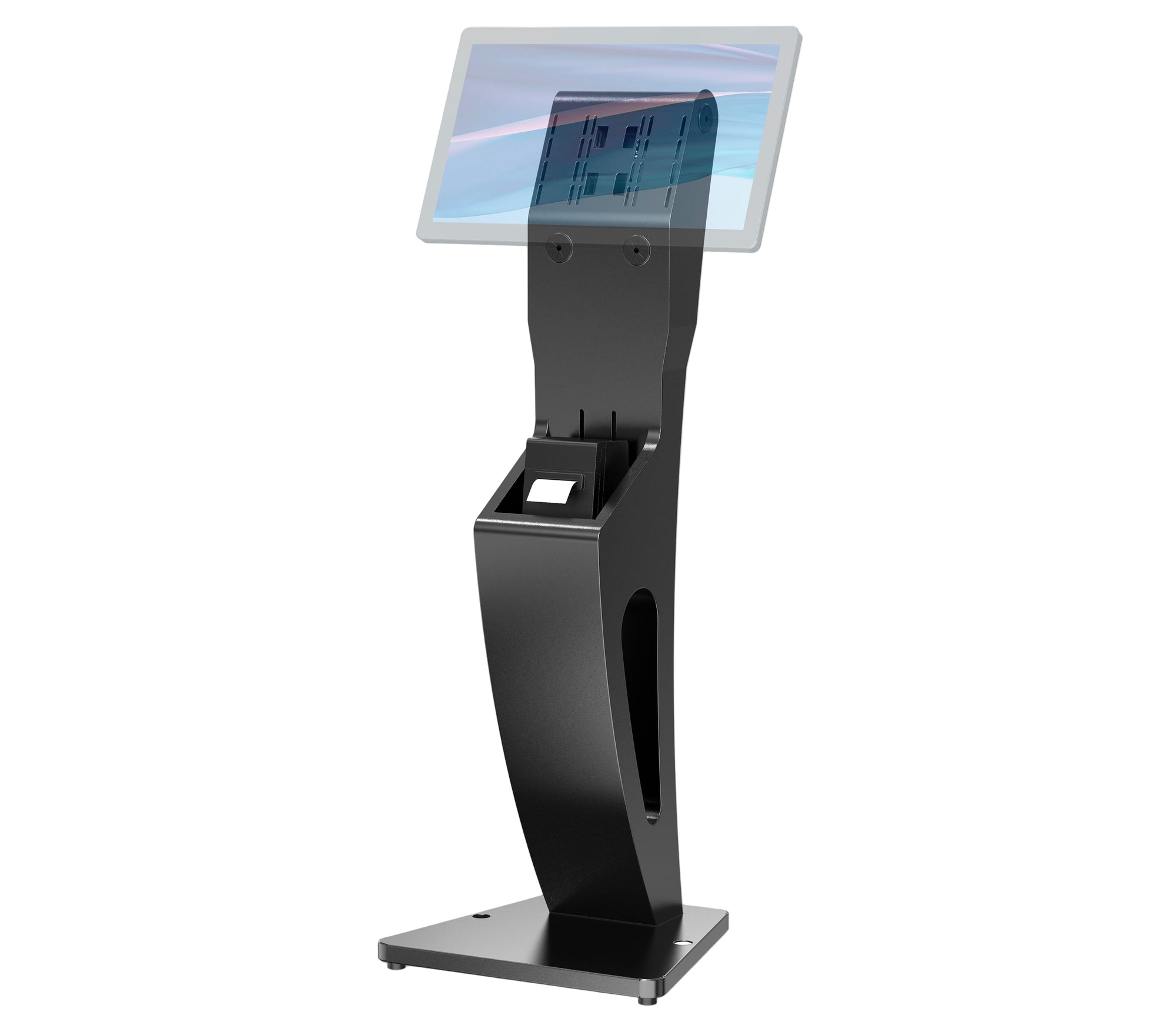 Sleek Floor Stand with Printer Slot for Touchscreen Monitors and Other Displays