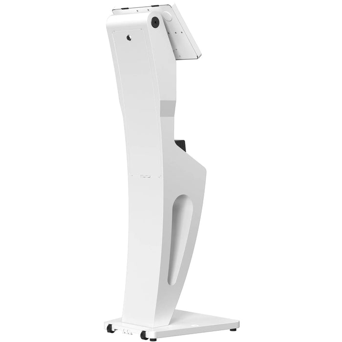 Sleek Floor Stand with Printer Slot, Security Enclosure and Integrated Honeywell 2D Scanner (White) CTA DIGITAL