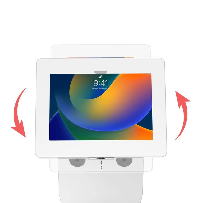 Sleek Floor Stand with Printer Slot, Security Enclosure and Integrated Honeywell 2D Scanner (White) CTA DIGITAL