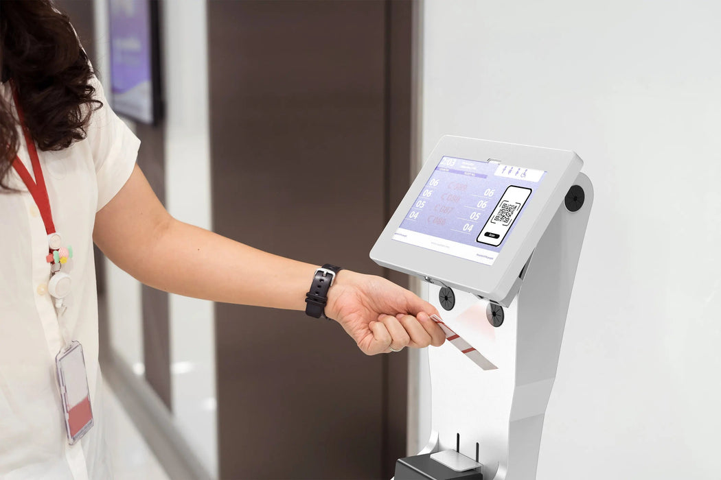 Sleek Floor Stand with Printer Slot, Security Enclosure and Integrated Honeywell 2D Scanner (White) CTA DIGITAL