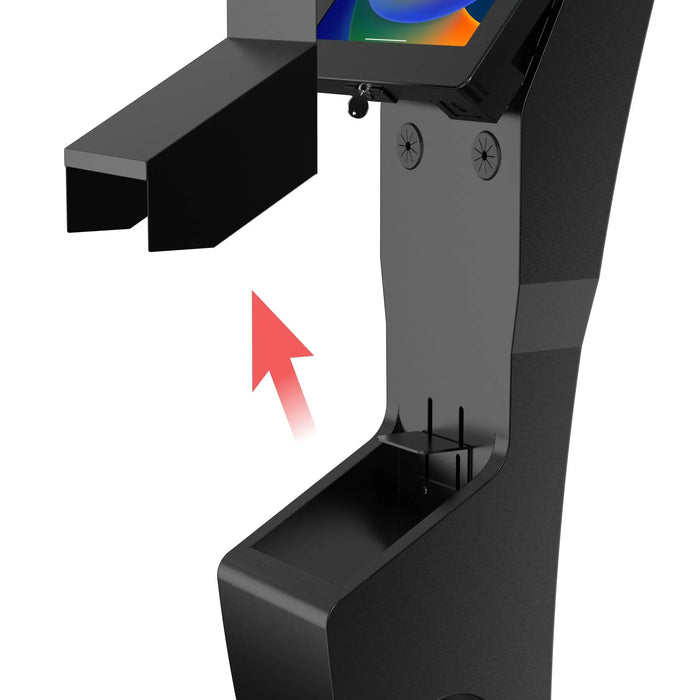 Sleek Floor Stand with Printer Slot, Security Enclosure and Integrated Honeywell 2D Scanner (White) CTA DIGITAL