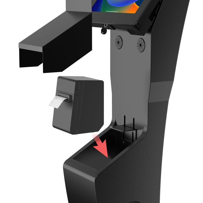 Sleek Floor Stand with Printer Slot, Security Enclosure and Integrated Honeywell 2D Scanner (White) CTA DIGITAL
