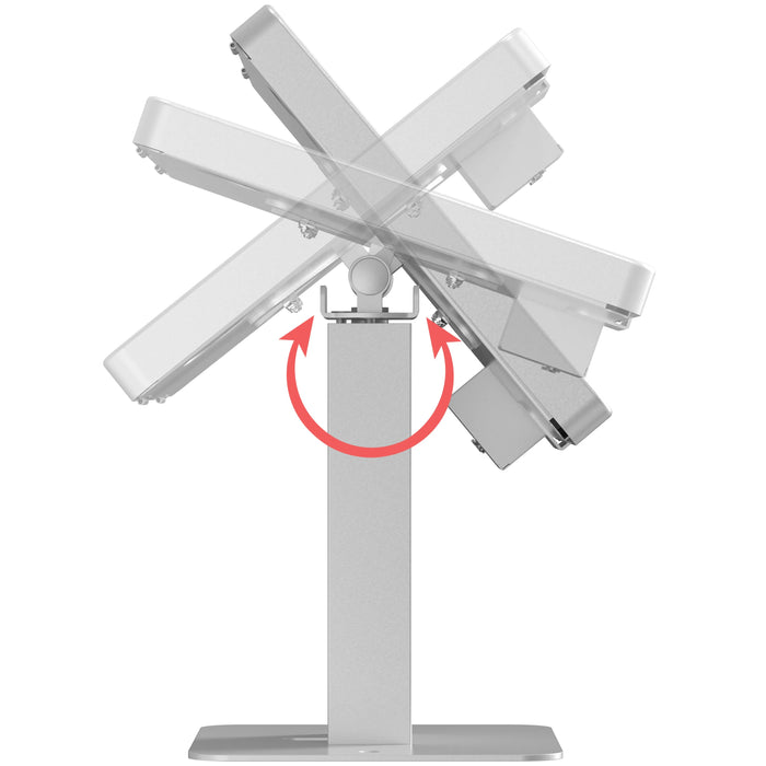 Sleek Rotating Desk Mount with Security Enclosure and Integrated Honeywell 2D Scanner (White) CTA DIGITAL
