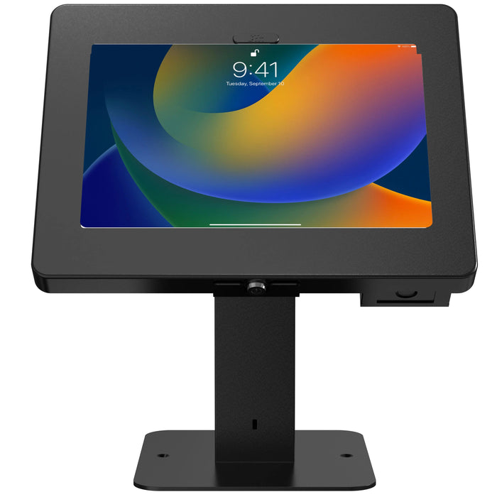 Sleek Rotating Desk Mount with Security Enclosure and Integrated Honeywell 2D Scanner (White) CTA DIGITAL