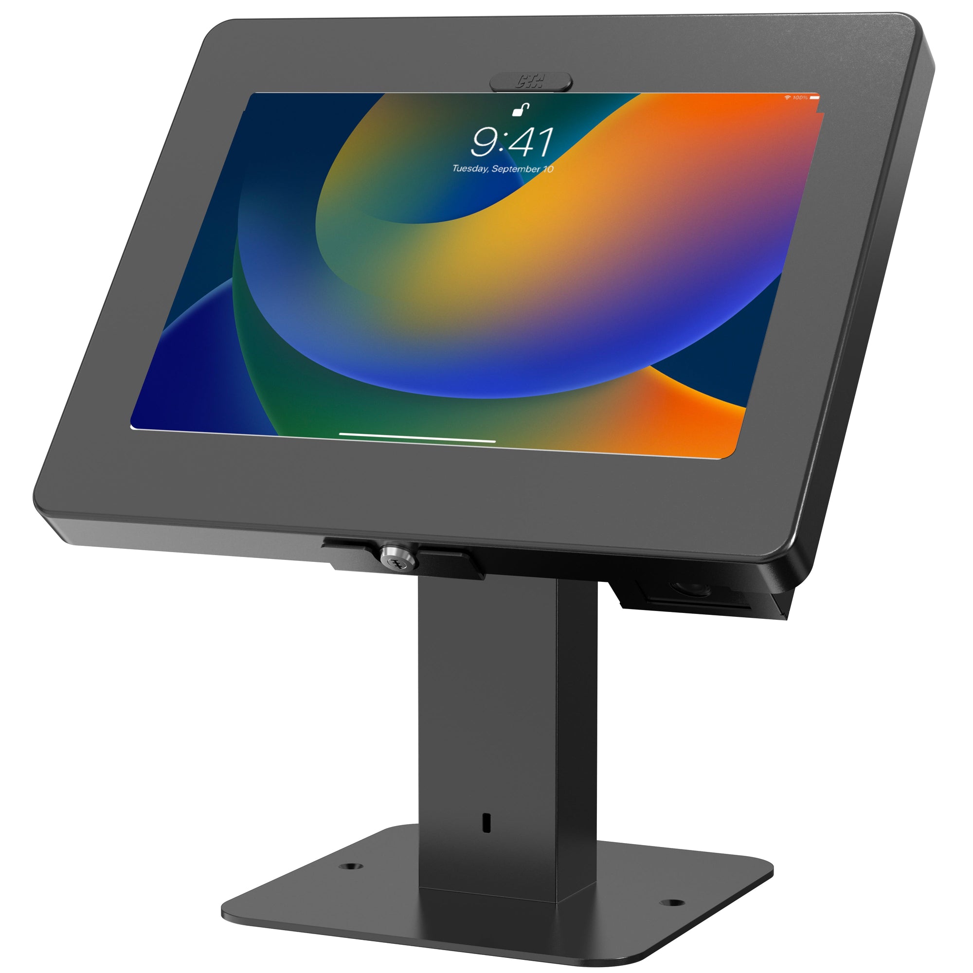 Sleek Rotating Desk Mount with Security Enclosure and Integrated Honeywell 2D Scanner CTA DIGITAL