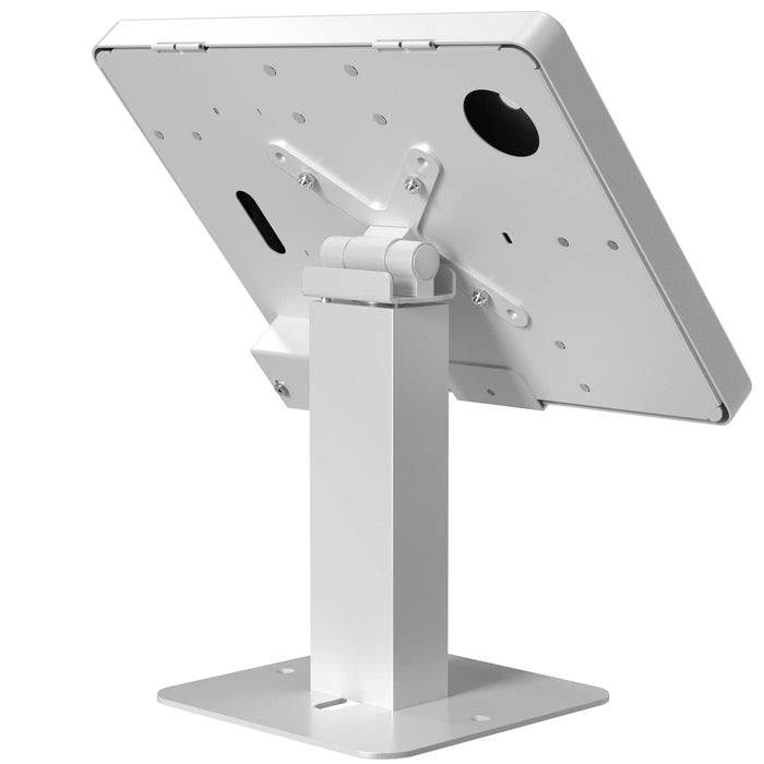 Sleek Rotating Desk Mount with Security Enclosure and Integrated Honeywell 2D Scanner (White) CTA DIGITAL