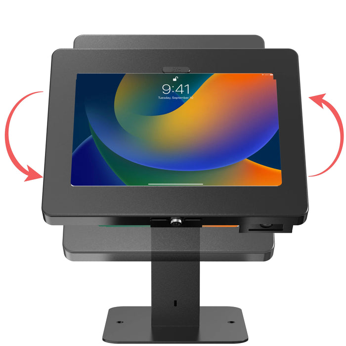 Sleek Rotating Desk Mount with Security Enclosure and Integrated Honeywell 2D Scanner (White) CTA DIGITAL