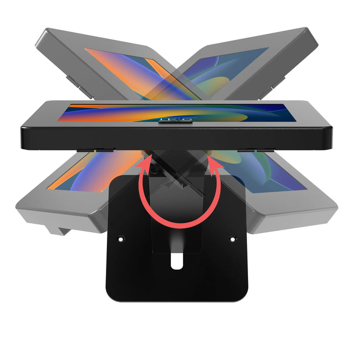 Sleek Rotating Desk Mount with Security Enclosure and Integrated Honeywell 2D Scanner (White) CTA DIGITAL