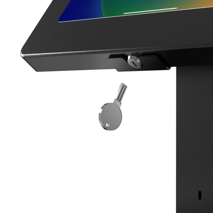 Sleek Rotating Desk Mount with Security Enclosure and Integrated Honeywell 2D Scanner (White) CTA DIGITAL