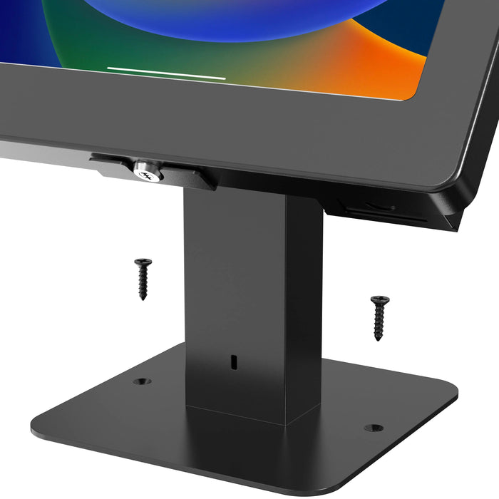 Sleek Rotating Desk Mount with Security Enclosure and Integrated Honeywell 2D Scanner (White) CTA DIGITAL