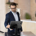 Sleek Rotating Desk Mount with Security Enclosure and Integrated Honeywell 2D Scanner (White) CTA DIGITAL