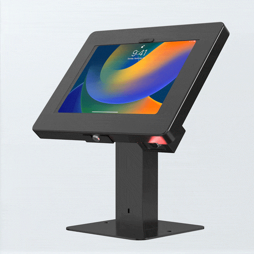 Sleek Rotating Desk Mount with Security Enclosure and Integrated Honeywell 2D Scanner (White) CTA DIGITAL