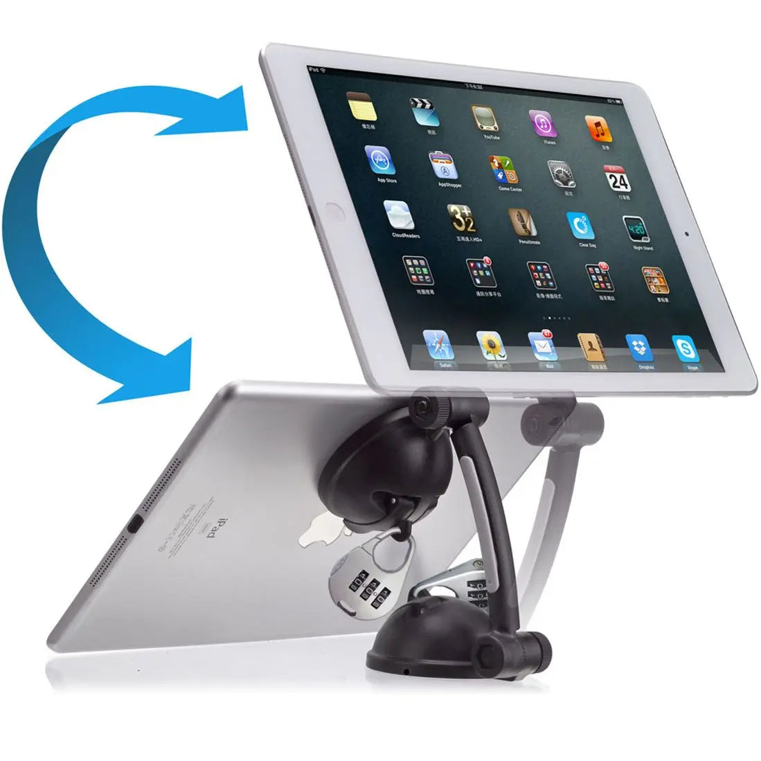 Suction Mount Stand with Theft Deterrent Lock for Tablets and Smartphones