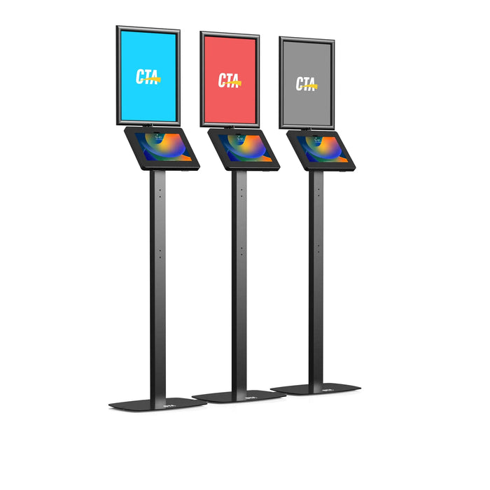 Thin Profile Graphic Sign Floor Stand w/ Security Enclosure CTA DIGITAL