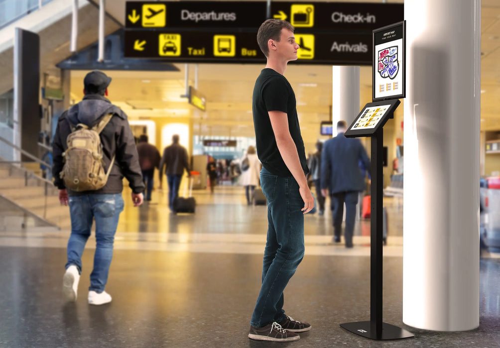 Thin Profile Graphic Sign Floor Stand w/ Security Enclosure CTA DIGITAL