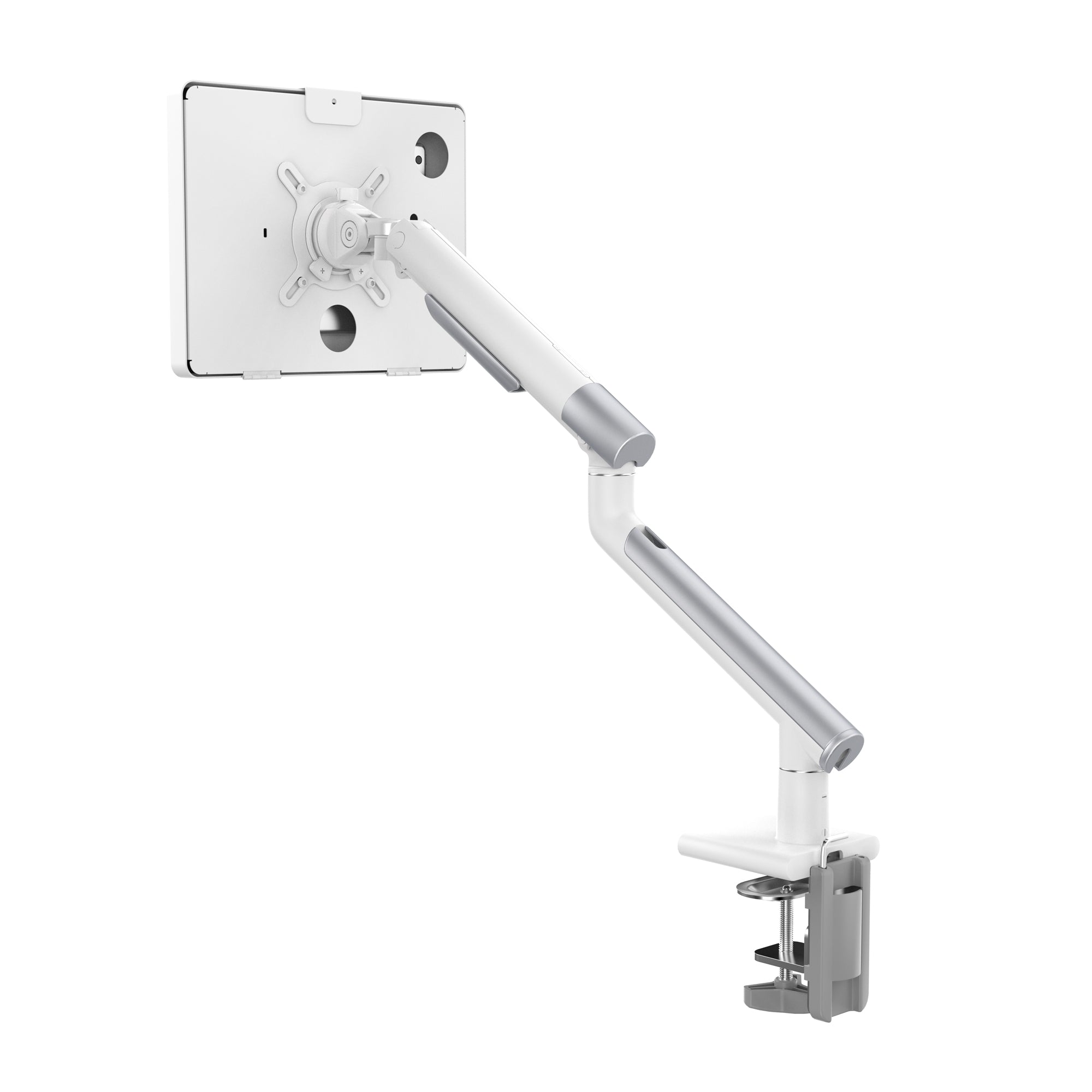 Slim Spring Arm Mount w/ USB Ports and Universal Security Enclosure for Medium Size Tablets