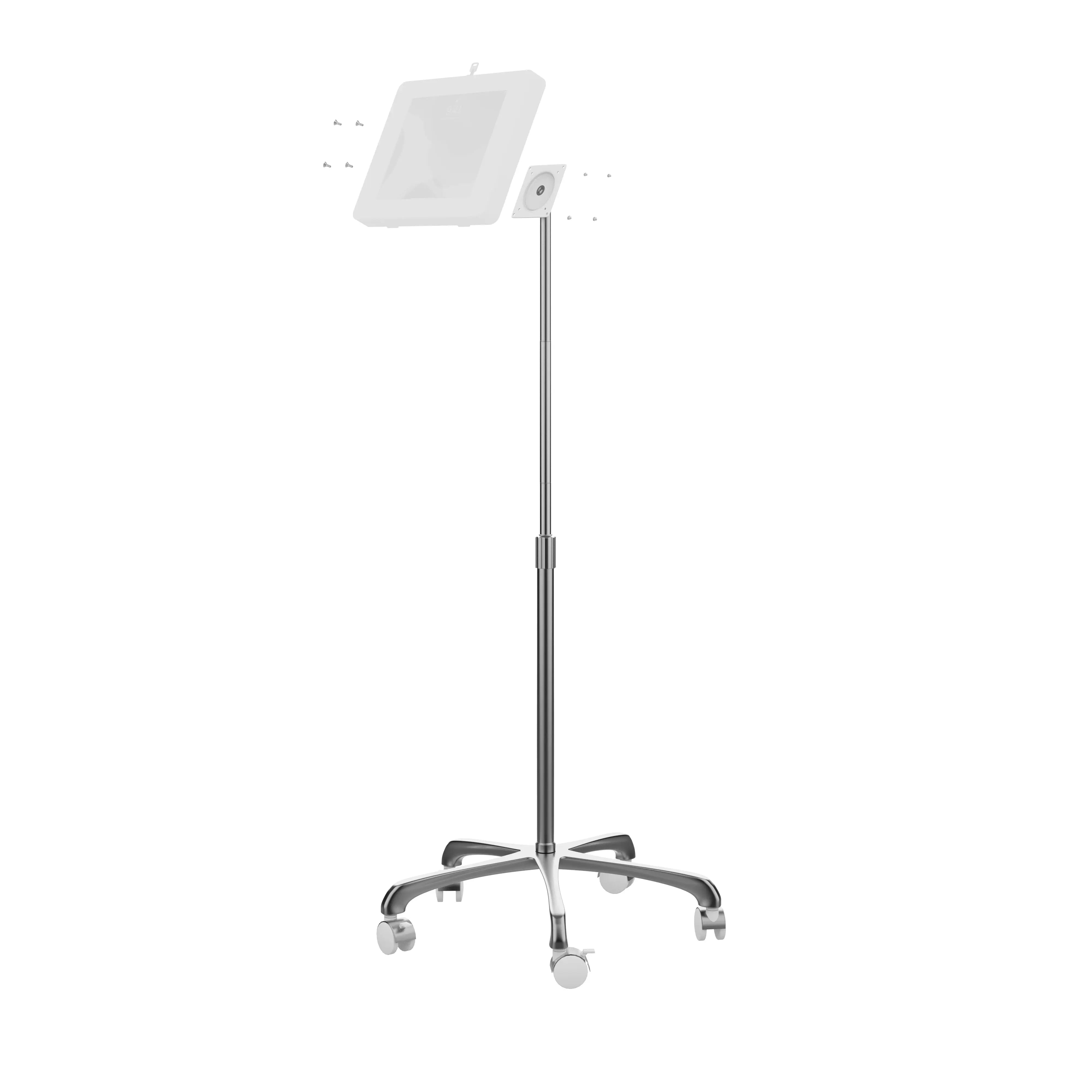 VESA-Compatible Heavy-Duty Height-Adjustable Rolling Floor Stand