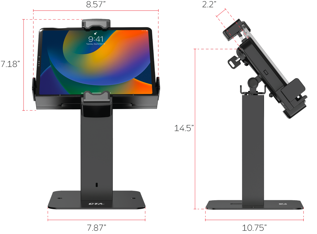 Rotating Sleek Desk Mount with Premium Universal Tablet Security Holder
