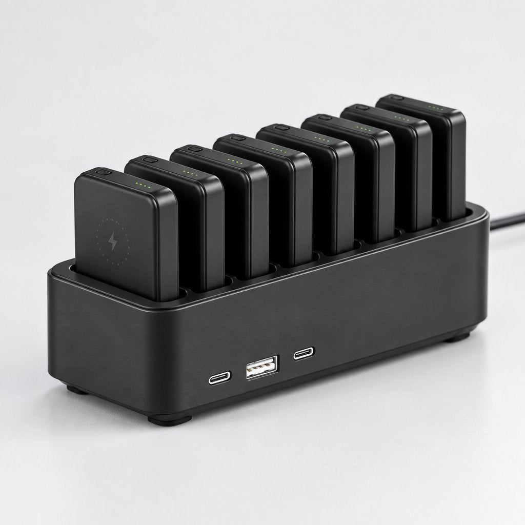 8-Bay Inductive Battery & POGO Charging Station — Pdp tabletop