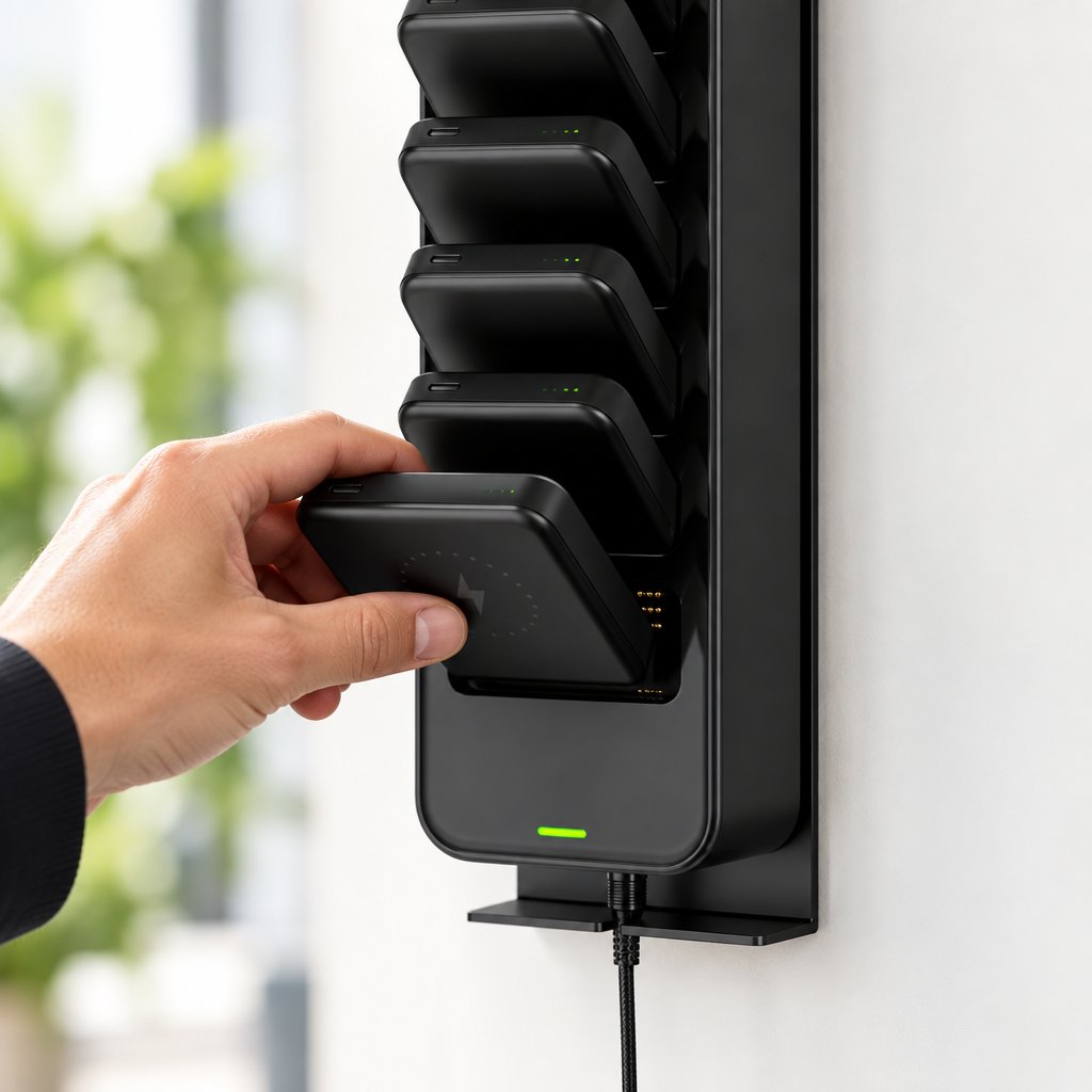 8-Bay Inductive Battery & POGO Charging Station — Slide docking