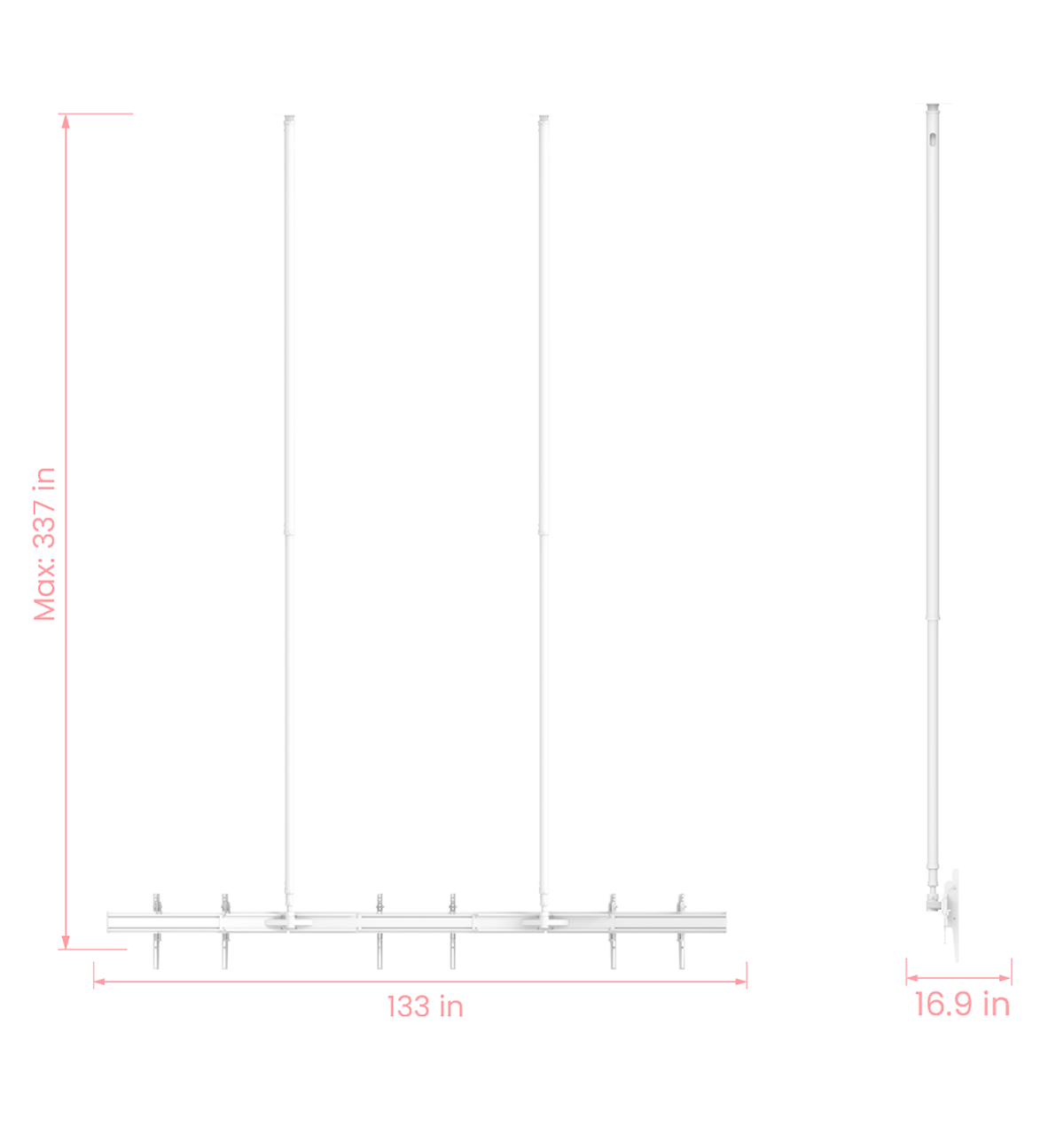 Triple Screen Telescoping Ceiling Dual Pole Mount