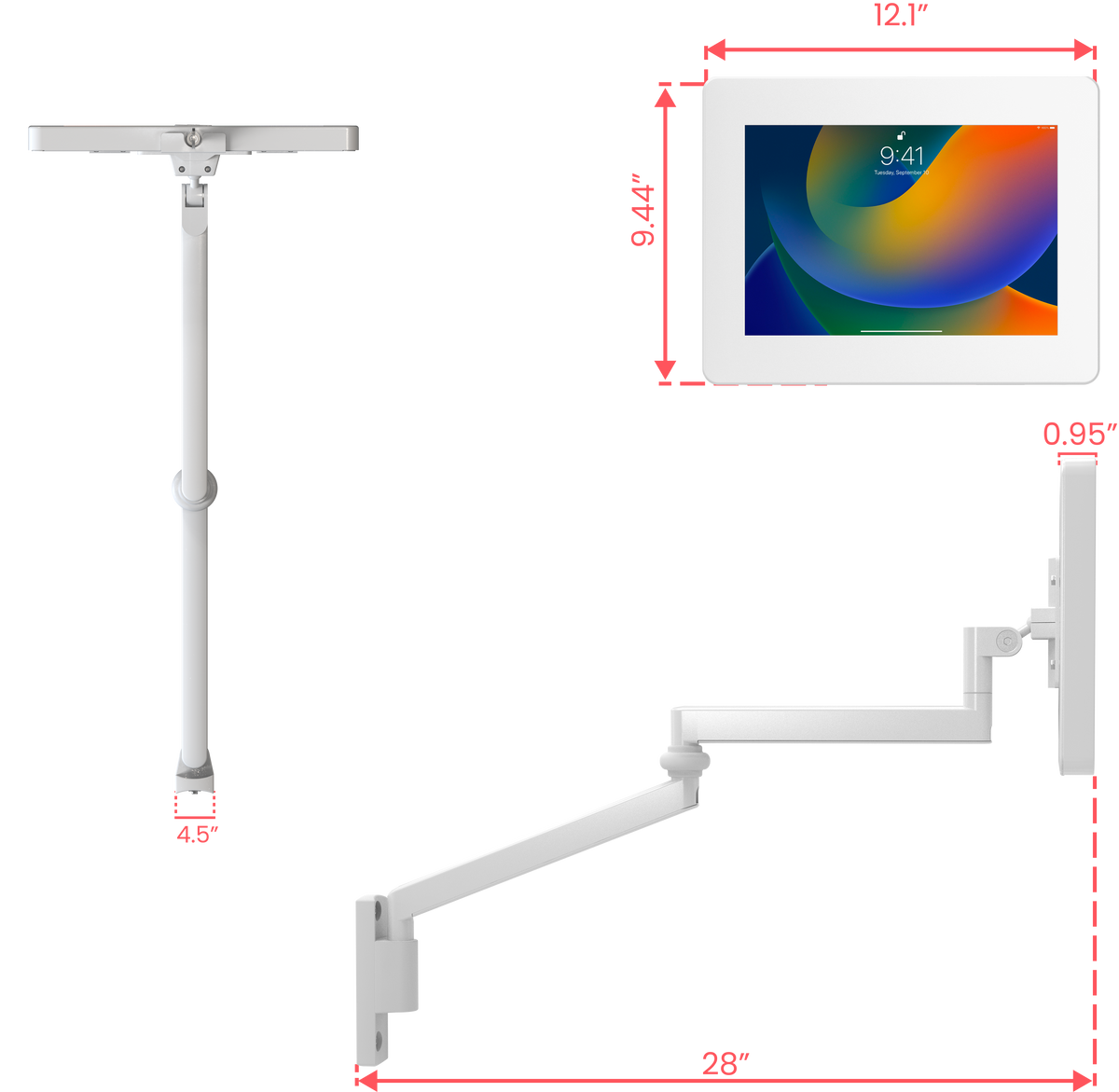 Medical Arm Wall Mount w/ Security Enclosure