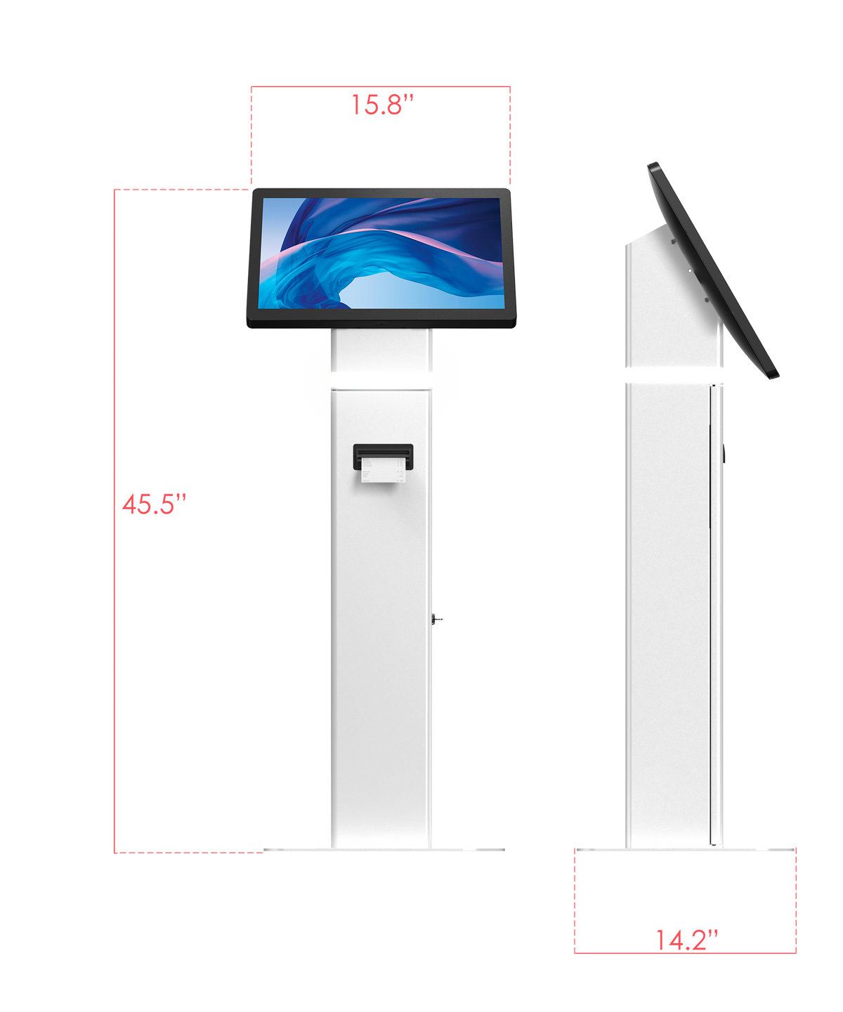 35" Interactive Kiosk Floor Stand with LED Light and Printer Compartment