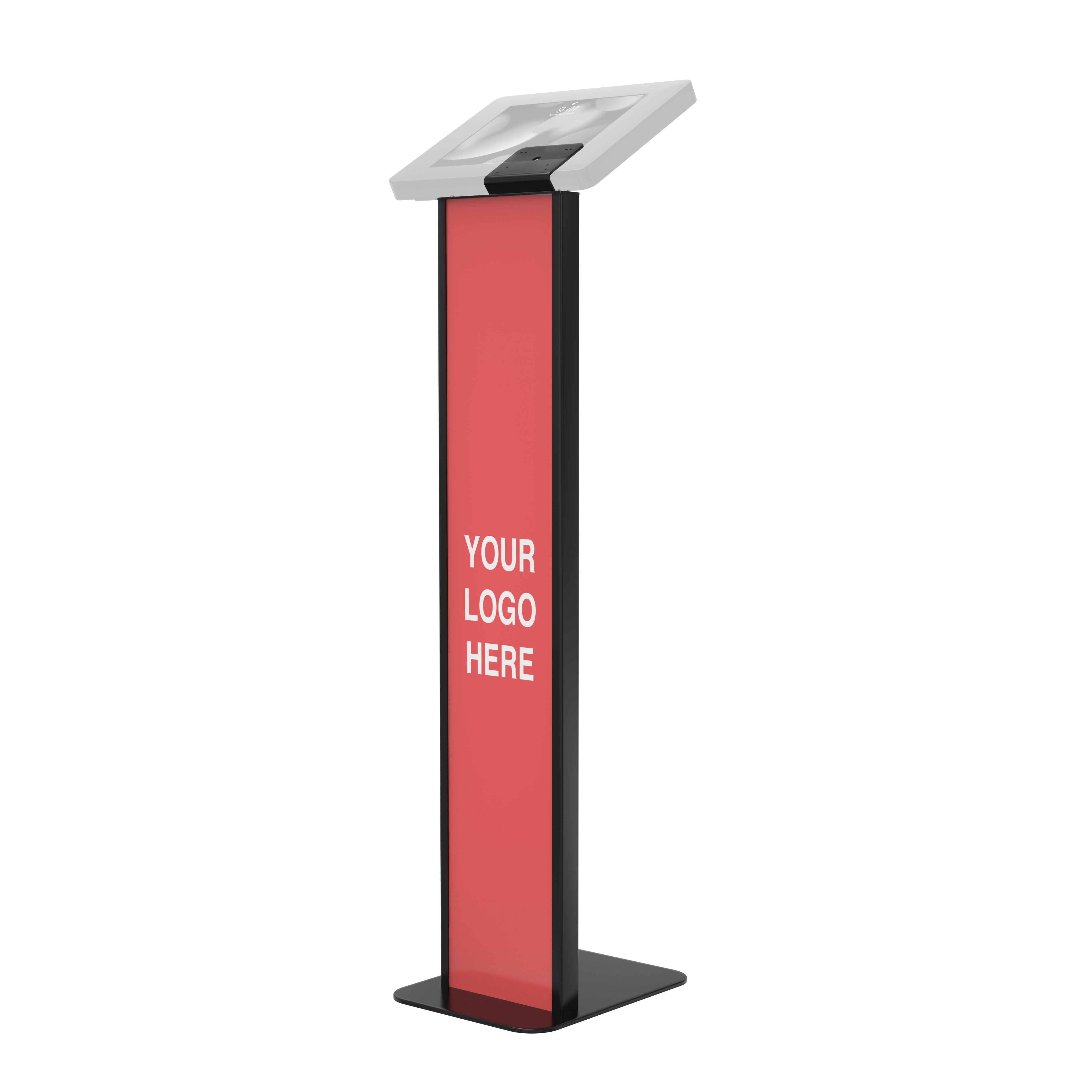 Premium Floor Stand Kiosk with Graphic Slots and VESA Plate for Kitting (Black)