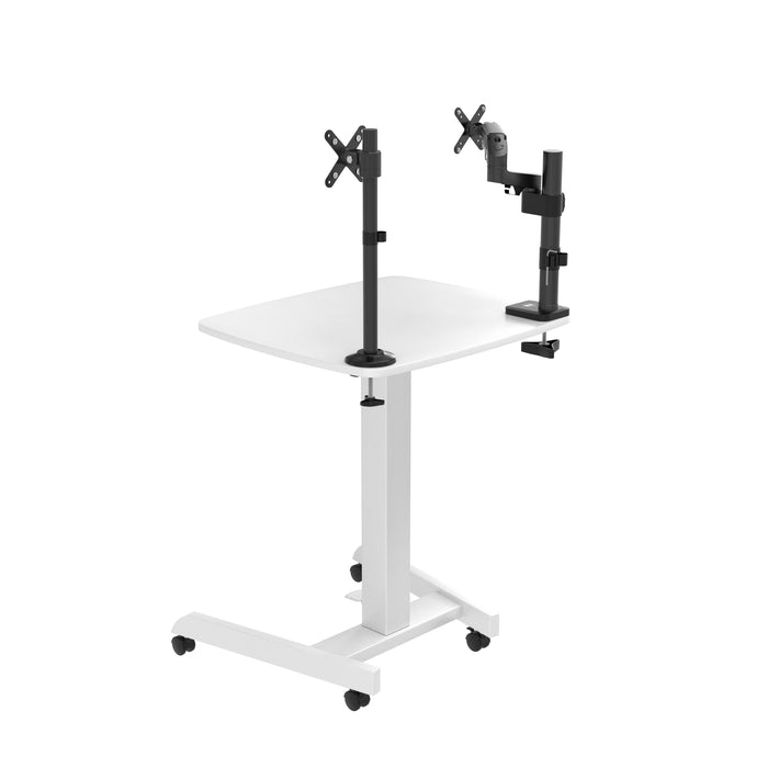 Height-Adjustable Rolling Desk with 2 Grommet VESA Mounts