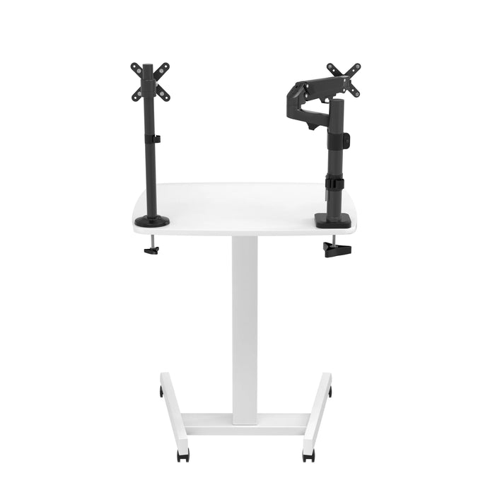 Height-Adjustable Rolling Desk with 2 Grommet VESA Mounts CTA DIGITAL