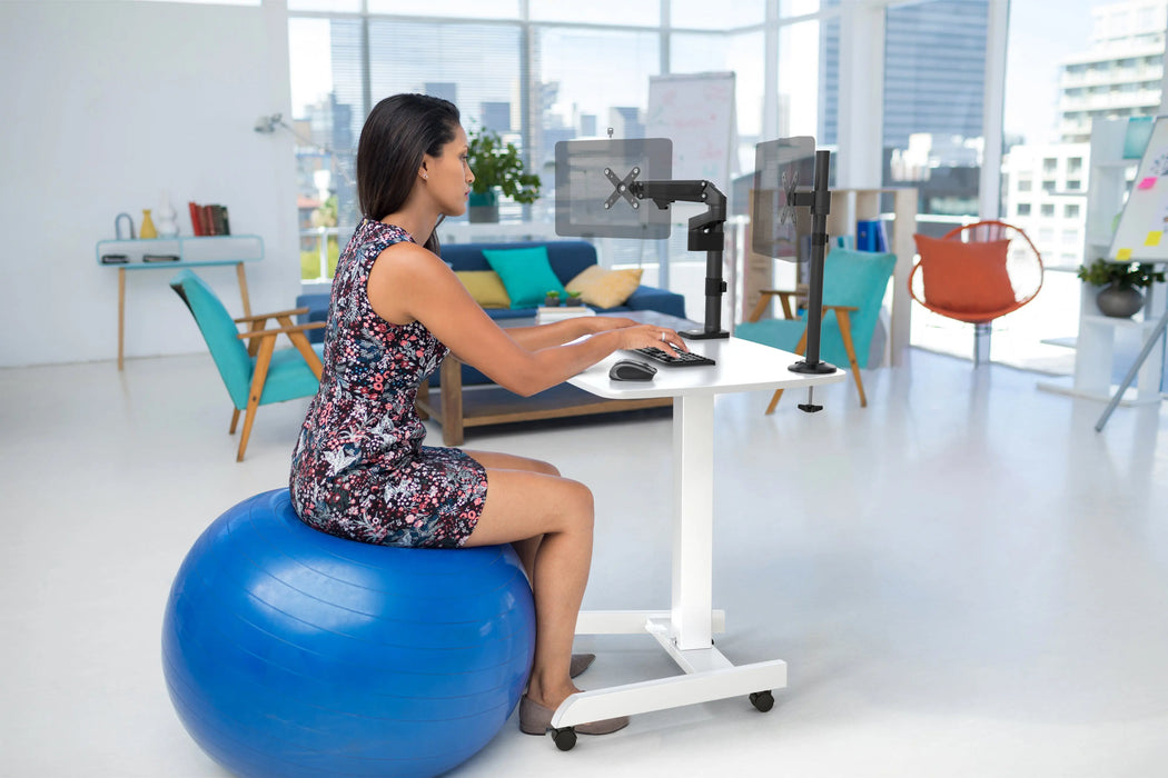 Height-Adjustable Rolling Desk with 2 Grommet VESA Mounts CTA DIGITAL