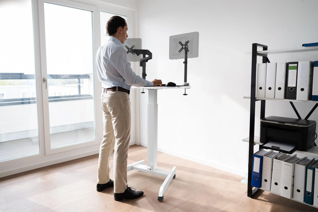 Height-Adjustable Rolling Desk with 2 Grommet VESA Mounts CTA DIGITAL
