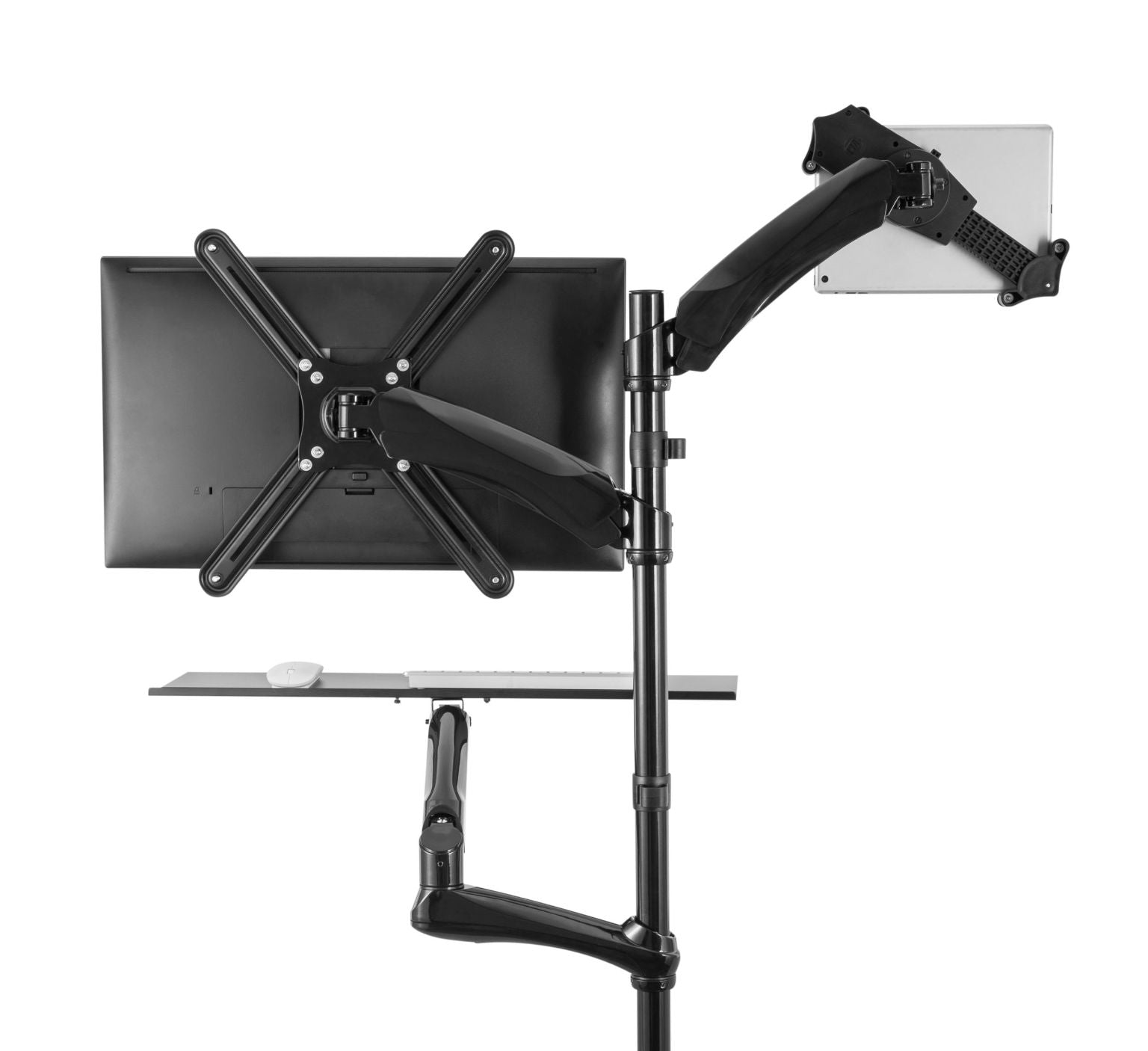 2-in-1 Adjustable Monitor and Tablet Mount Stand with Keyboard Tray for 11-inch iPad Air M2/ Pro M4 (2024), 13-inch iPad Air M2/ Pro M4 (2024) & more