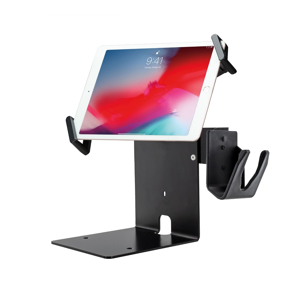 Security Universal Holder POS Station with Printer Stand & Magnetic Scanner Holder For 7 - 13 Inch Tablets