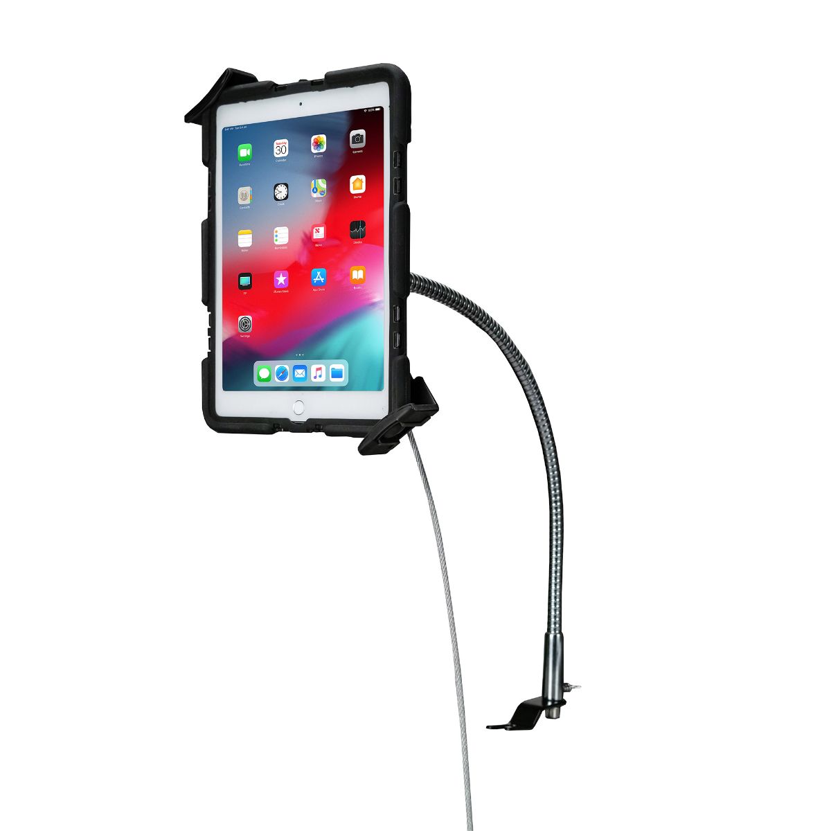 Quick-Release Security Gooseneck Car Mount for iPad Air & iPad Pro 11" - M2/M4, iPad Air & iPad Pro 13" - M2/M4 and more 7-14 Inch Tablets