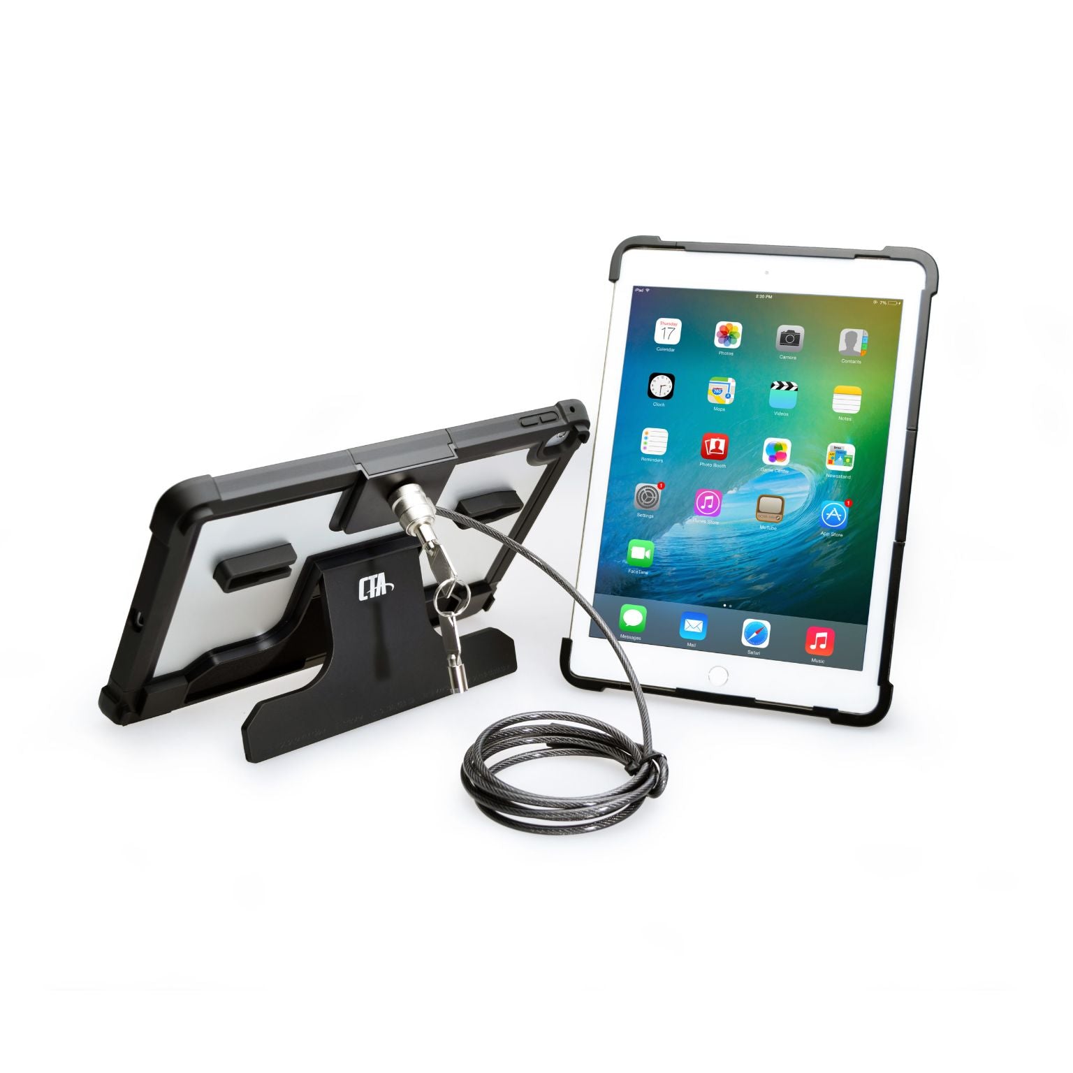 Security Carrying Case with Kickstand and Anti-Theft Cable for iPad Pro 9.7 and iPad Air 2