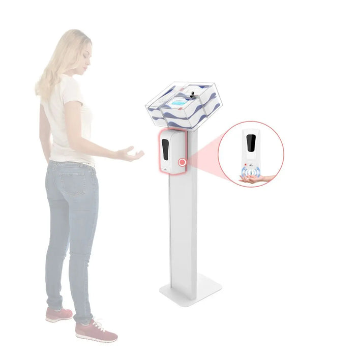 Premium Locking Sanitizing Station Stand with Graphic Card Slot CTA DIGITAL