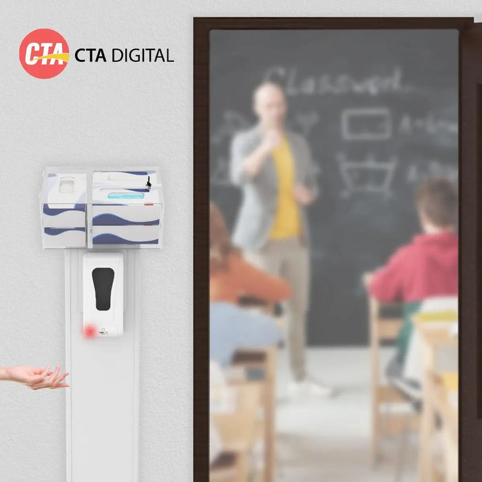 Premium Locking Sanitizing Station Stand with Graphic Card Slot CTA DIGITAL