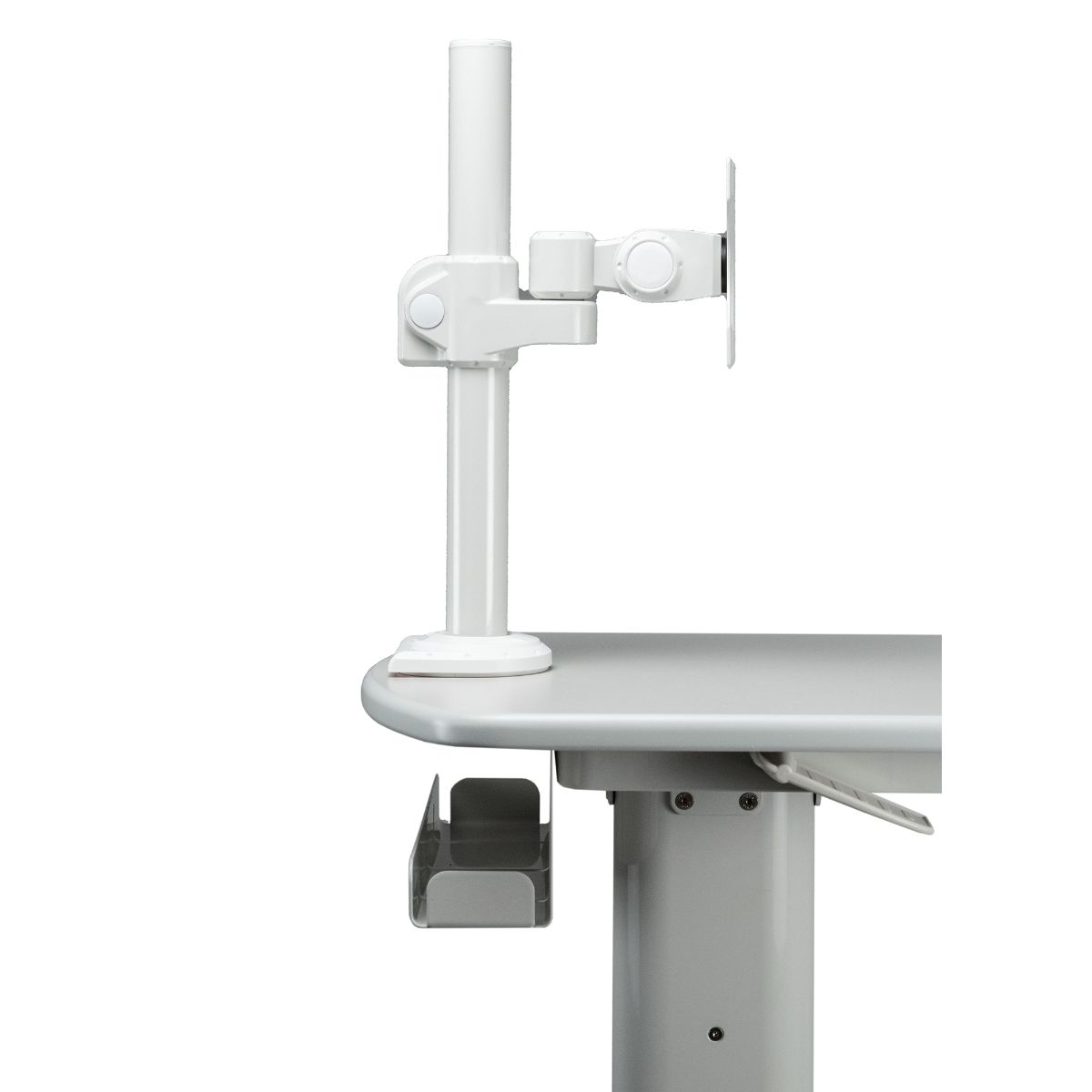 Height-Adjustable Rolling Medical Workstation Cart with Adjustable VESA Arm Mount