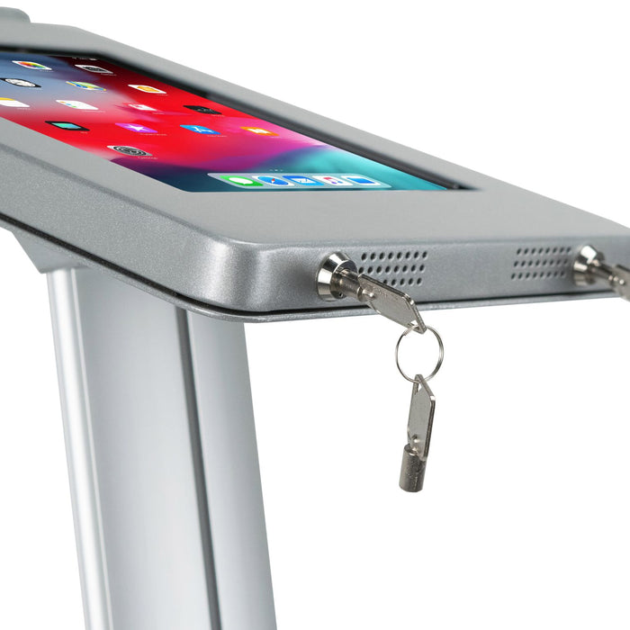 Twin Kiosk Security Floor Stand for iPad Gen. 5-6, iPad Pro 9.7, and iPad Air Gen. 1-2