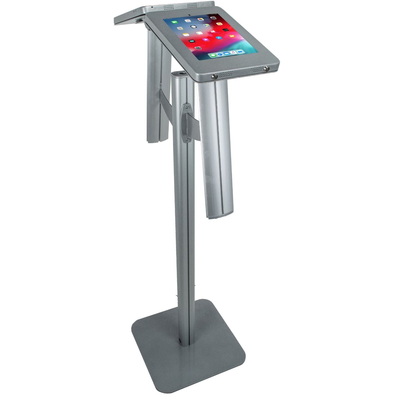 Twin Kiosk Security Floor Stand for iPad Gen. 5-6, iPad Pro 9.7, and iPad Air Gen. 1-2