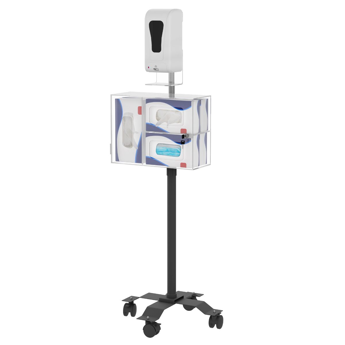 Compact Mobile Sanitizing Station with Automatic Soap Dispenser