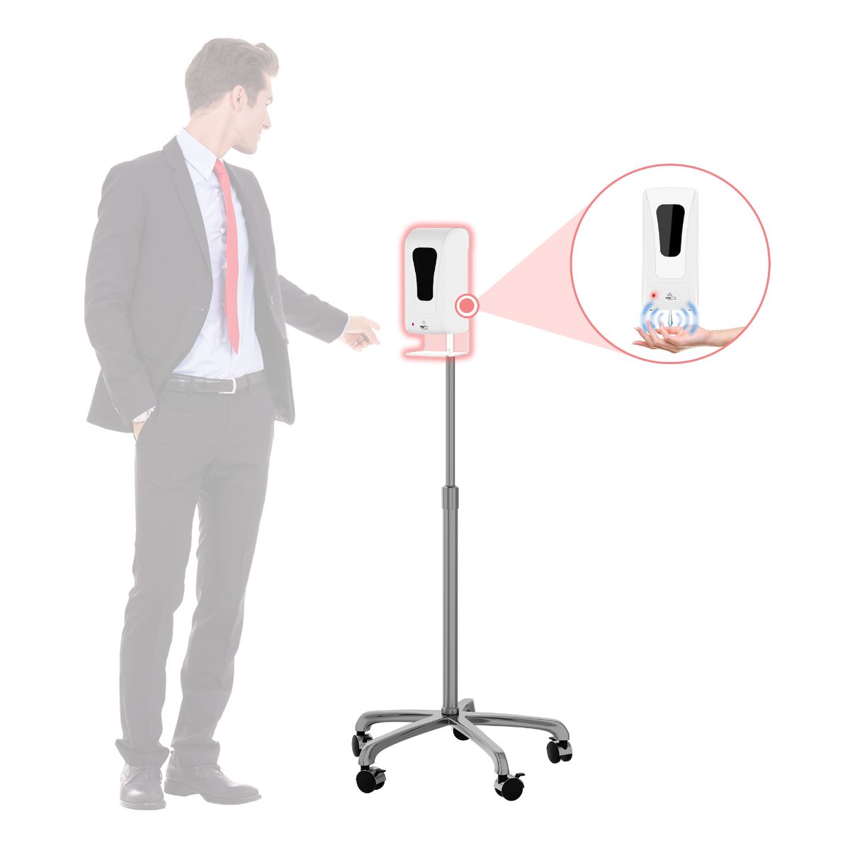Heavy-Duty Mobile Automatic Soap Dispenser Stand