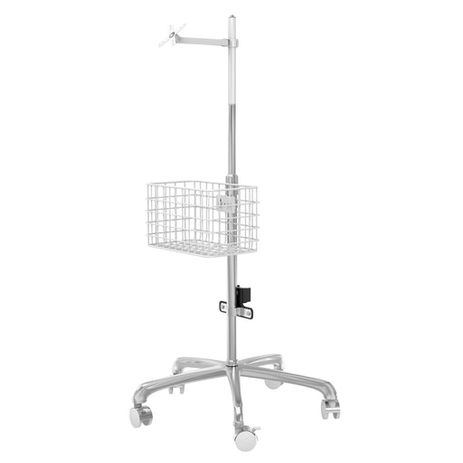Medical Rolling Cart with VESA Articulating Arm, Basket, and Power Strip Holder CTA DIGITAL